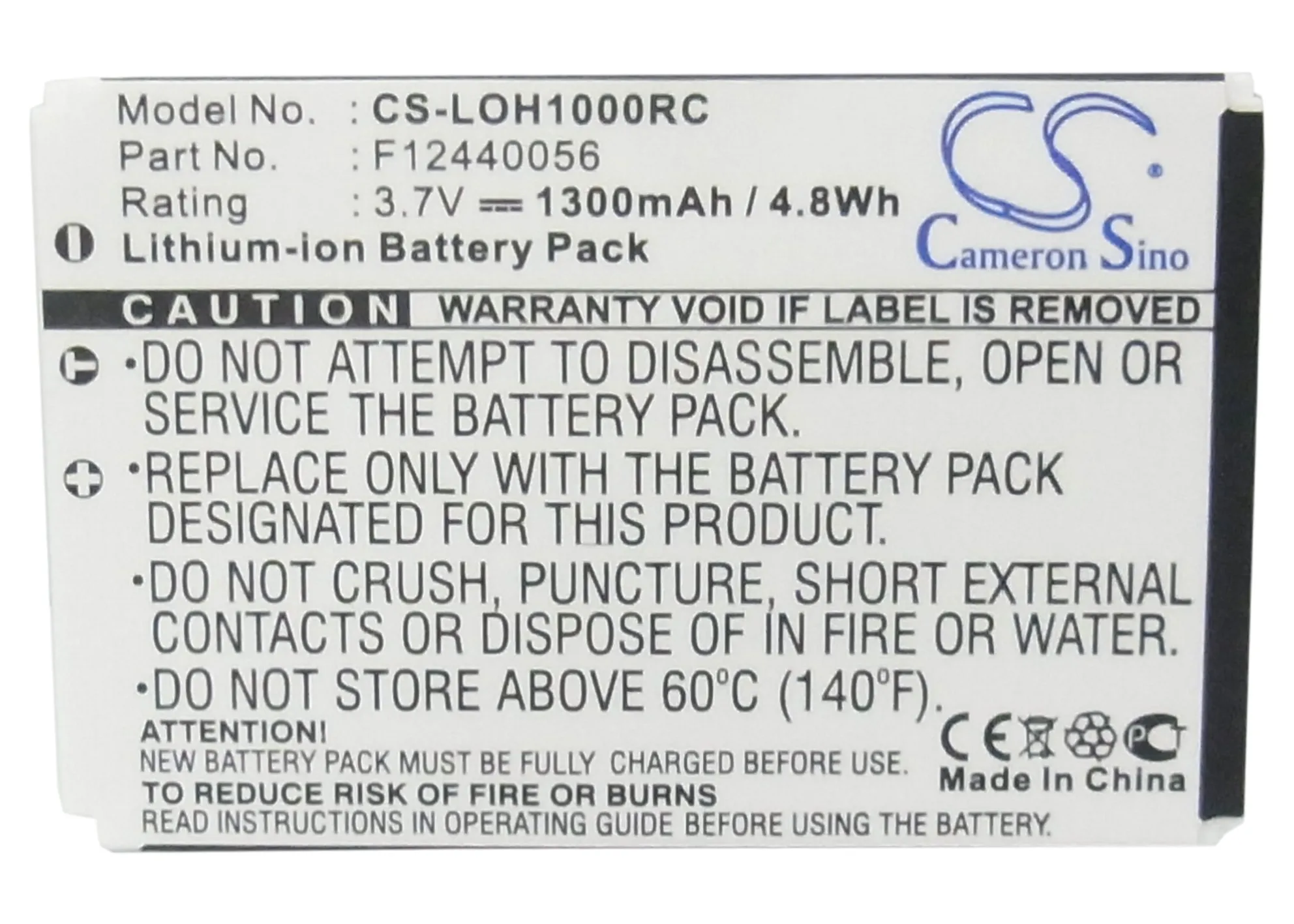 Аккумулятор Cameron Sino 1300 мАч F12440056 L LU18 для Logitech C LR65 RL65 Harmony 1000 Remote 1100 1100i 915 Remote|cameron