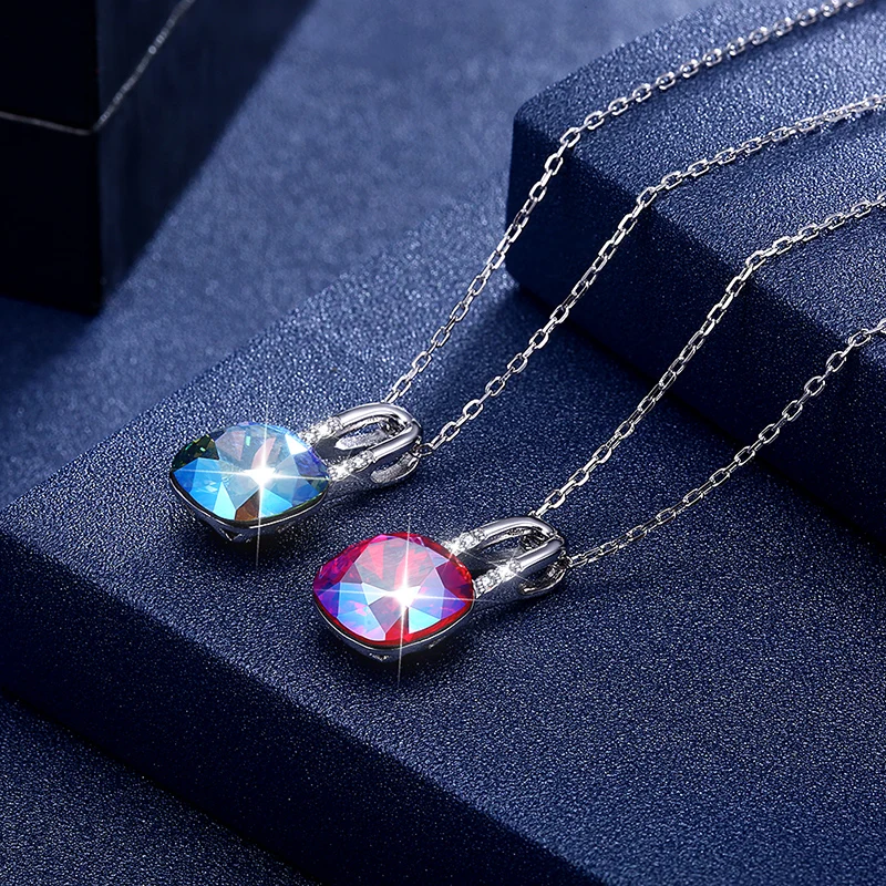 Ожерелье женское из серебра 925 пробы с квадратными кристаллами Swarovski|Ожерелья| |