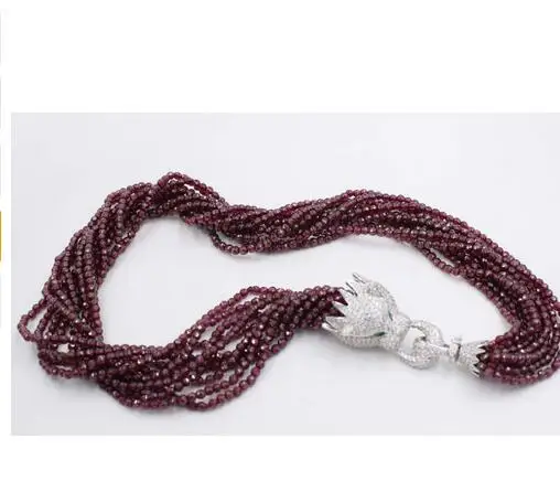 Горячая новинка 10 рядов круглые многогранные гранаты ожерелье и браслет крюк в