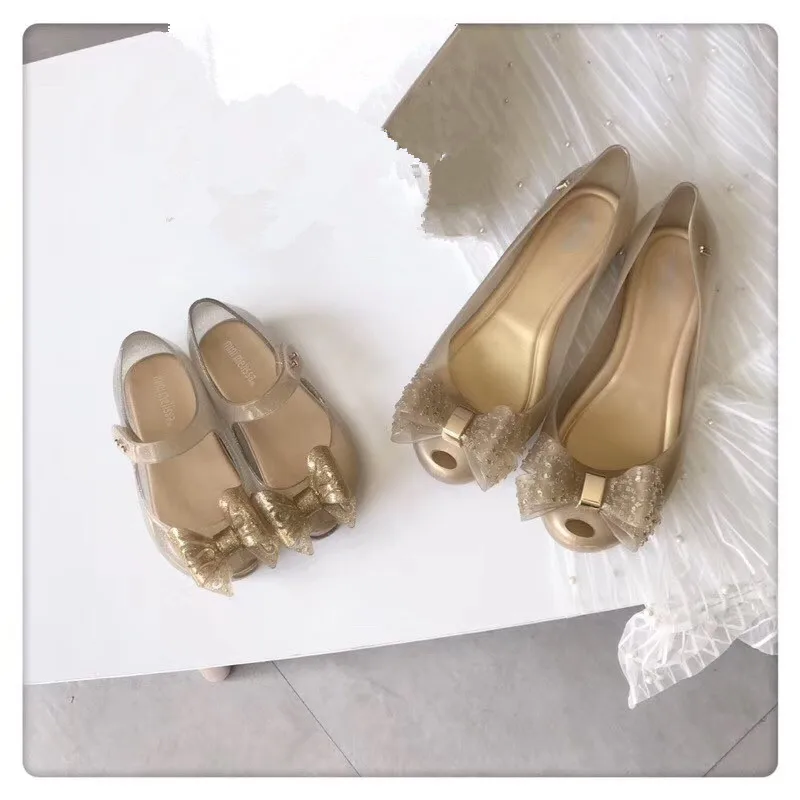 Мини сандалии желе Melissa с бантиком 2021 летняя обувь для родителей и детей женские