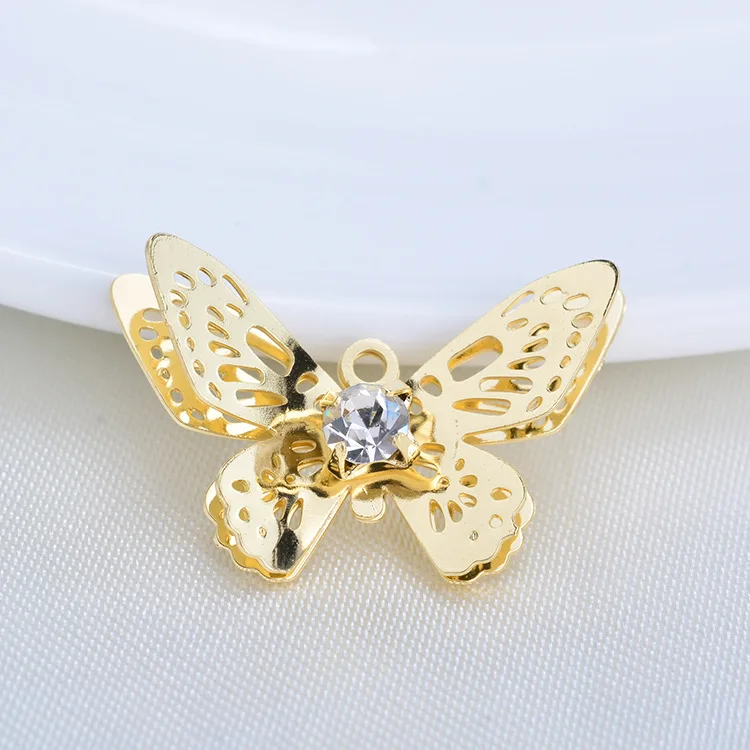 

20pcs DIY charm gold three-dimensional hollow butterfly pendants hair set auger headgear accessories