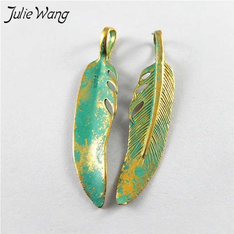 Julie Wang 20 шт. цинковый сплав маття зеленые листья ожерелье подвеска фурнитура