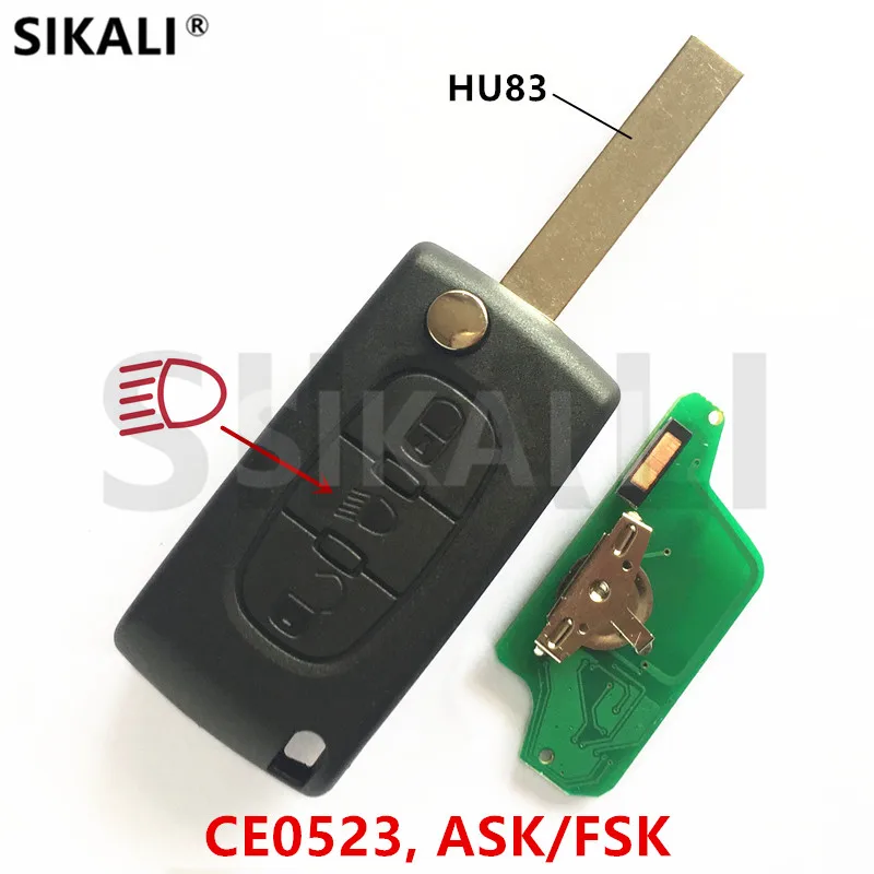 Дистанционный ключ SIKALI с кнопкой лампы для CITROEN Berlingo C5 C4 C3 C2 Picasso Auto Key Chain (CE0523 ASK/FSK