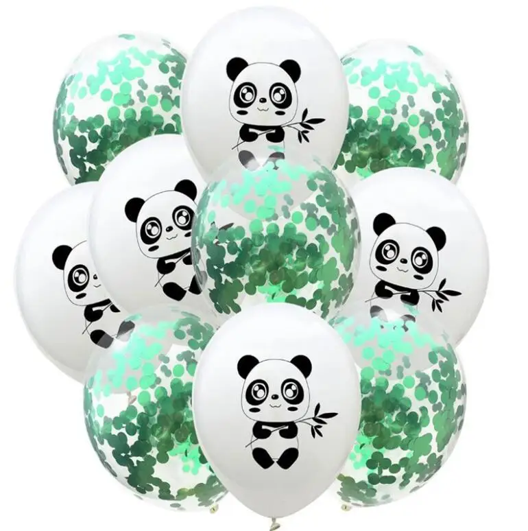 confeti green 10 шт мультяшная панда Печатный латексный баллон воздушный шар "Конфетти" детский день рождения украшение животные тема вечерние принадлежности для душа ребенка - Цвет: confeti green