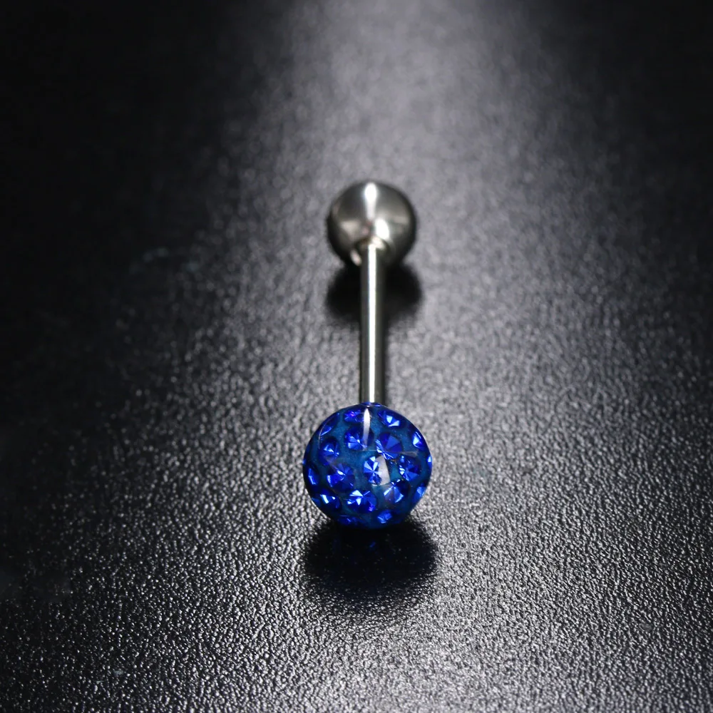 Кольцо штанга из хирургической стали с хрустальным шариком 1 шт.|piercing body jewelry|body