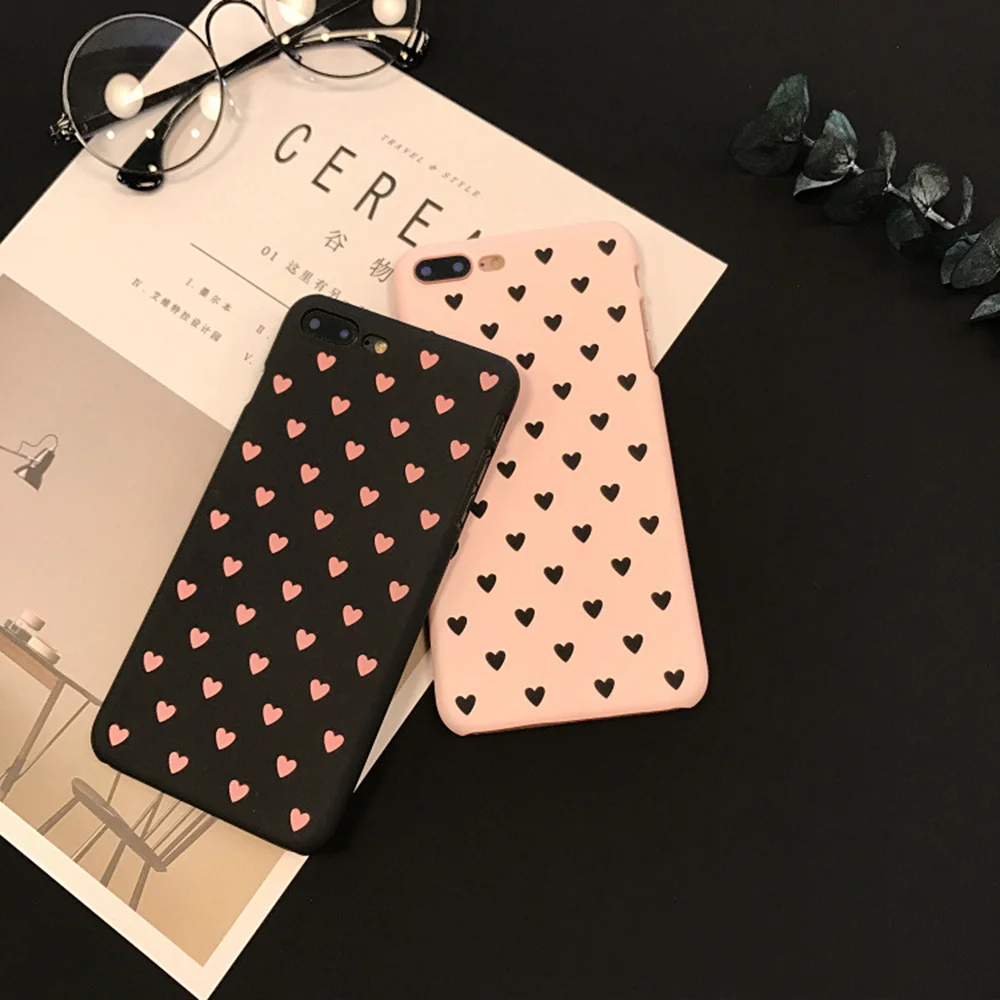 Eqvvol Cute Cartoon Phone Case For iPhone X 8 7 Plus Candy Color LOVE Heart Scrub PC Hard Back Cover iphone 6 6s Shell |