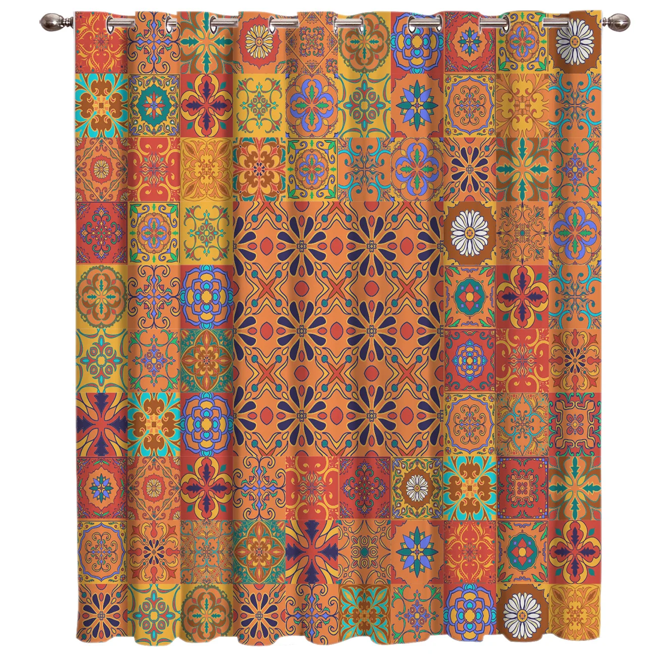 Оранжевые оконные жалюзи с узором в разную сетку декор для спальни кухни уличный