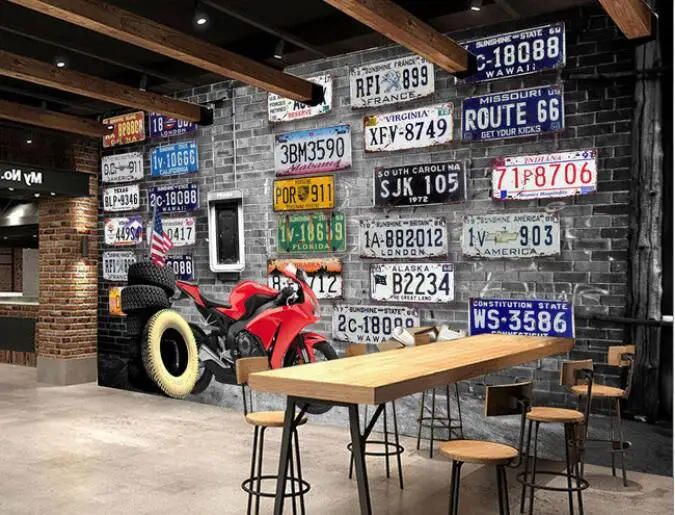Brick Wallpaper Vintage Motor 3d Custom Photo Wall Paper Roll Canvas Contact Papel De Parede Mural Large Size | Обустройство дома