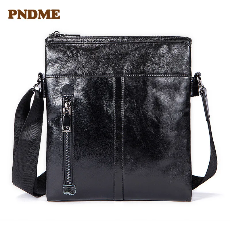 Деловая мужская сумка на одно плечо кожаная повседневная с наклонным верхом