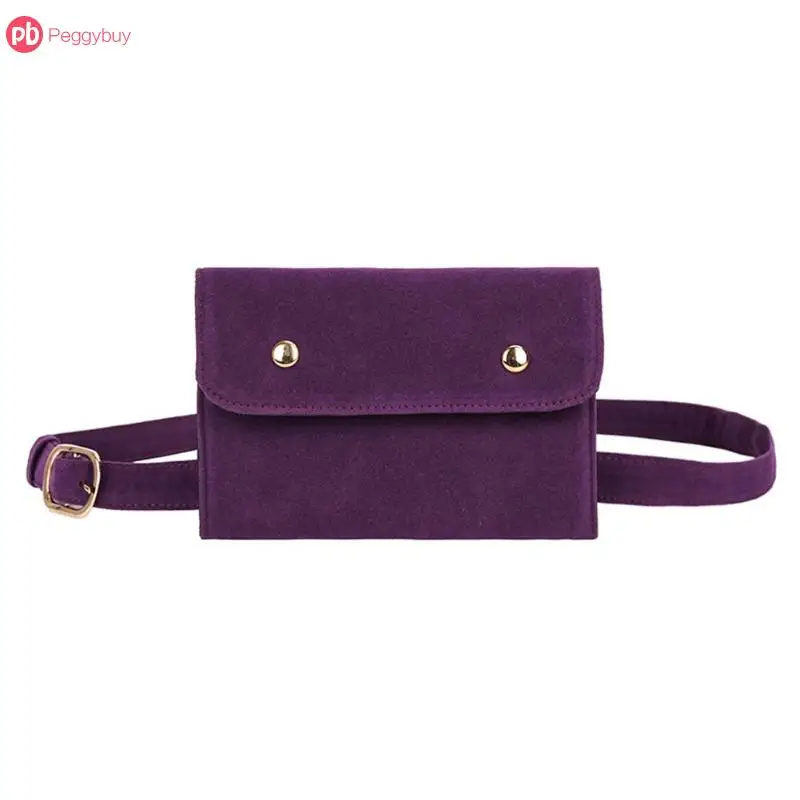 Супер мини 4 однотонных Цвета скраб кожаные поясные сумки для Для женщин Fanny Pack нагрудный ремень плечо сумка для телефона Сумки не подходит для 6/7/8 Plus - Цвет: Фиолетовый