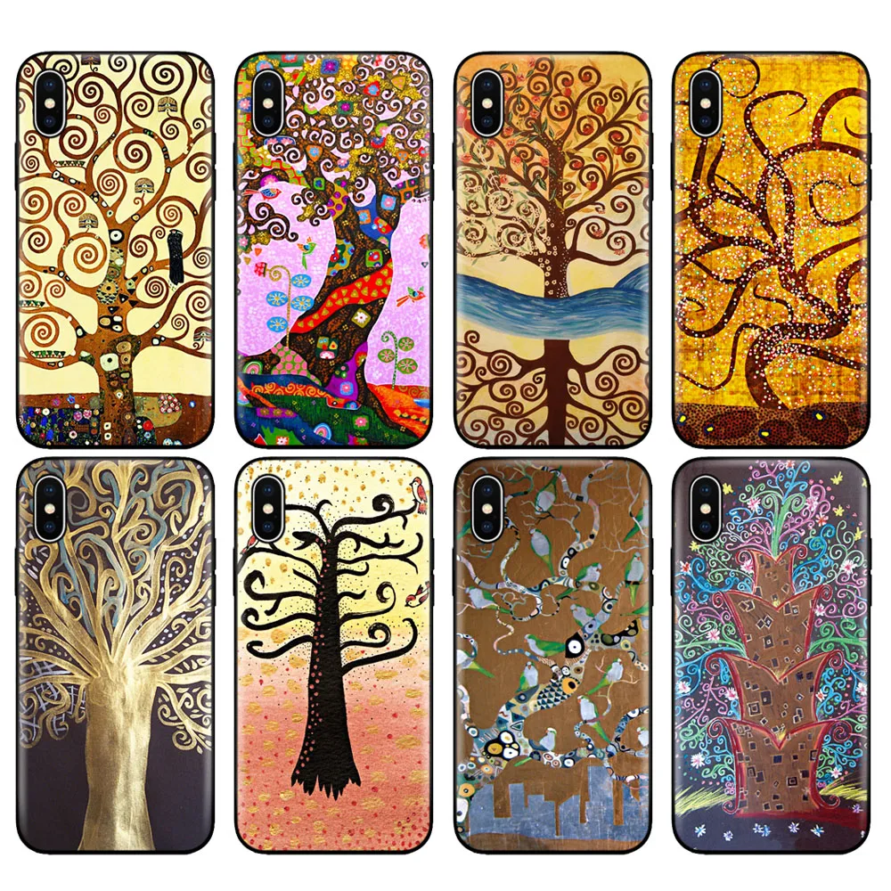 Черный чехол из ТПУ для iphone 5 5s se 6 6s 7 8 plus x 10 силиконовый XR XS 11 pro MAX Gustav Klimt Древо