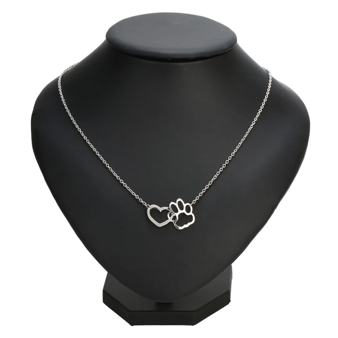 Винтажное длинное ожерелье с подвеской милое полым сердцем собакой котом лапой