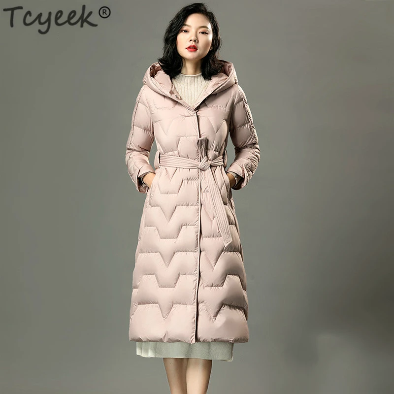 Goede Tcyeek Vrouwen Down Jassen Jassen Warme Vrouw Neer Parka Lange Hooded Ultra Licht Down Jas Vrouwelijke Winter Koreaanse Slim Jas LWL1254