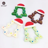 lets make baby teether silicone christmas tree 5pc baby accessory montessori toys safe natural food grade teething baby toys