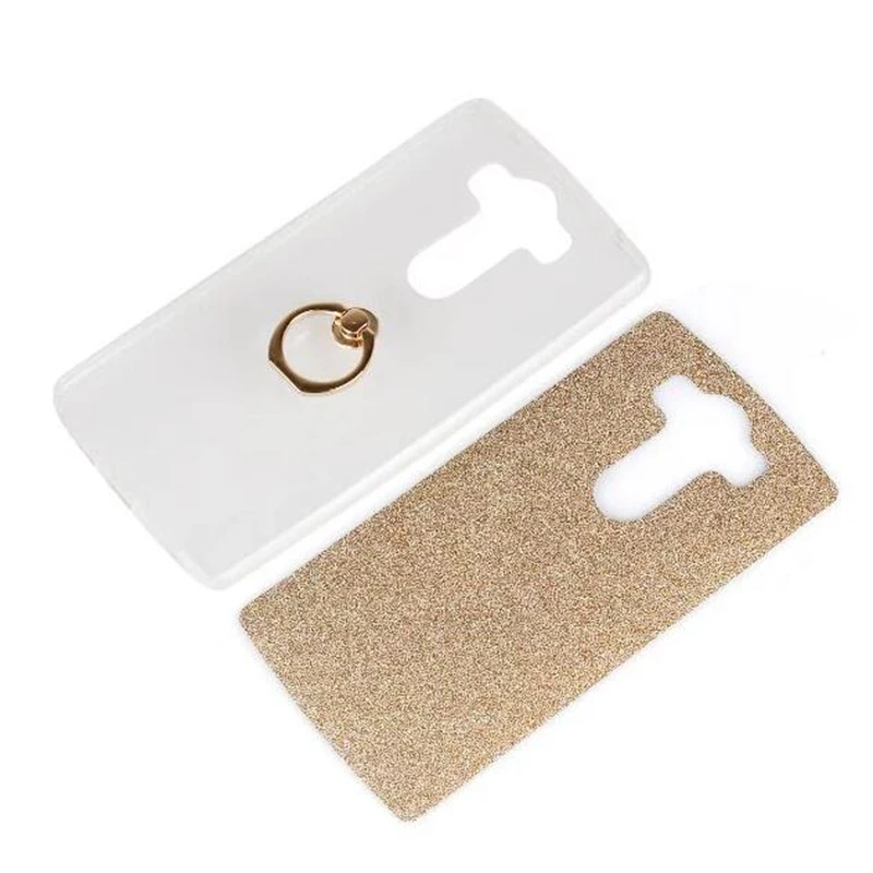New Cover Phone Case For LG V10 V 10 5.7&quot Soft TPU Silicone Transparent Back Shell Flash Shine Glitter Powder Finger Ring Stent |
