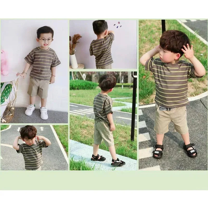 1-5 Years Clothes Set For Baby Boys Casual Striped T-Shirt + Short Pant Toddler Boy Soorts Outfits Kids Summer | Детская одежда и