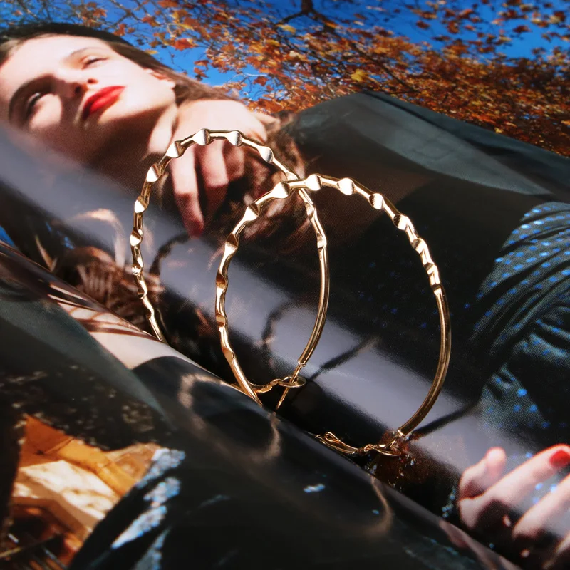 Серьги женские модные простые золотистые/серебристые 5 см|Серьги-кольца| |