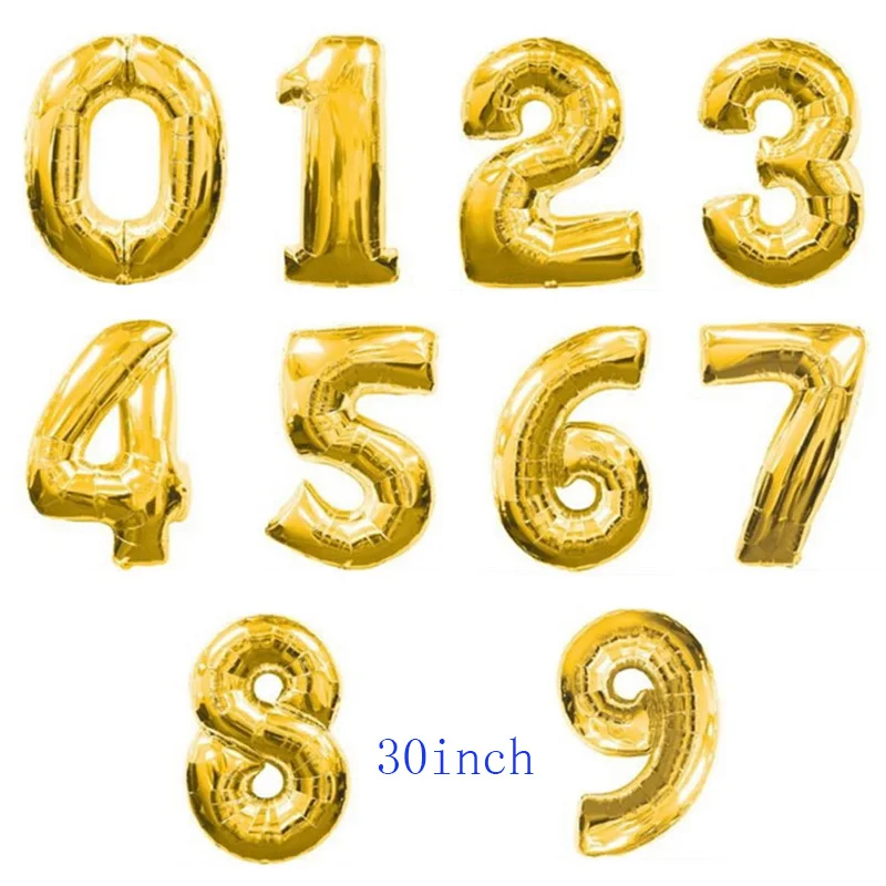30inch gold 4" розовое золото воздушный шар из фольги номер воздушный шар День Рождения украшения Дети шар фигура воздушные шары globos воздушный шар «С Днем Рождения» - Цвет: 30inch gold