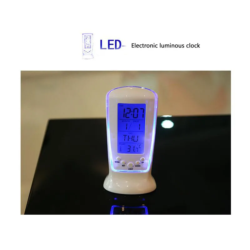 Hot selling Creative LED luminous music when temperature digital display meter blu-ray electronic clock Shows calendar function |