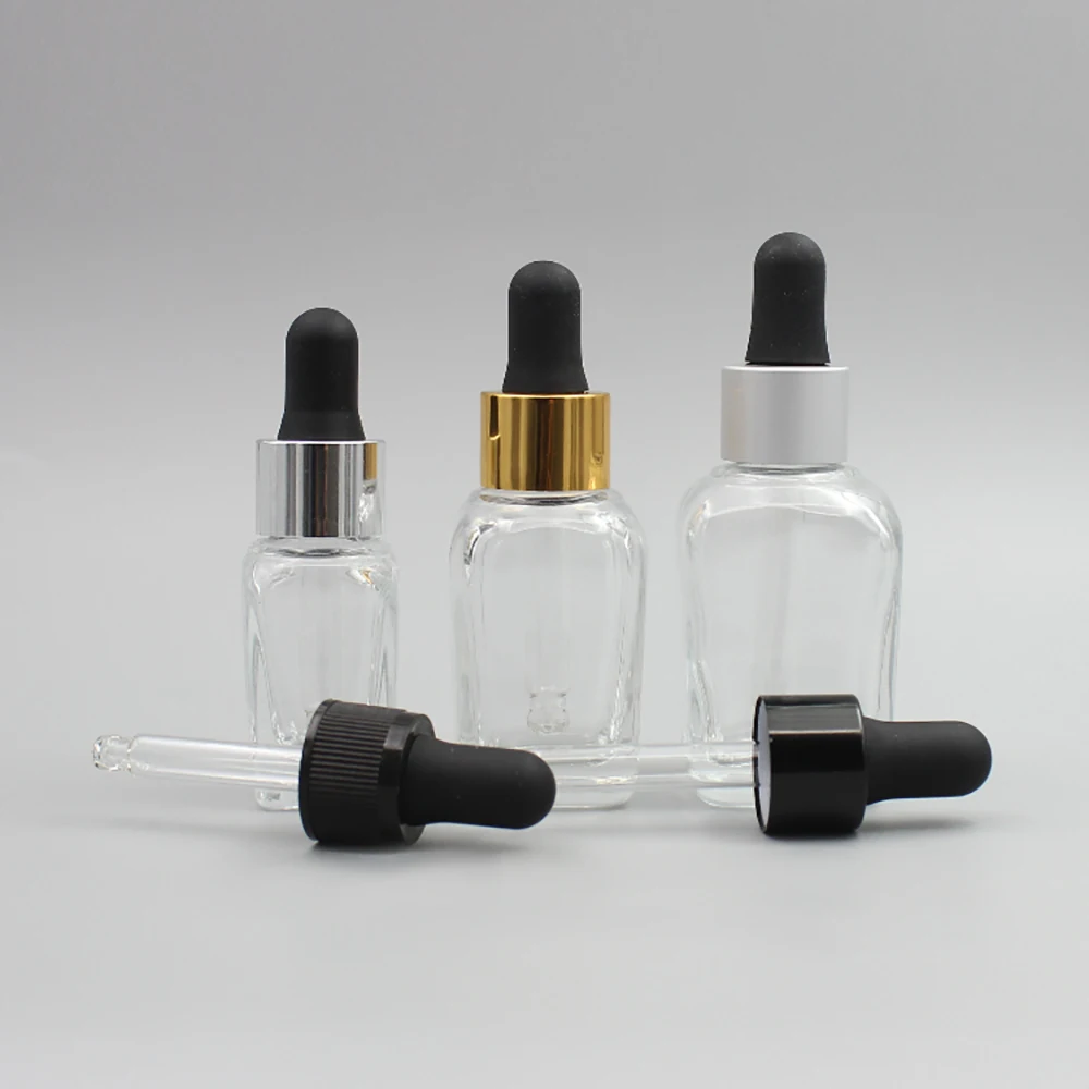 Glass Square Essential Oil Bottle, Transparent 10ml Dropper Bottle