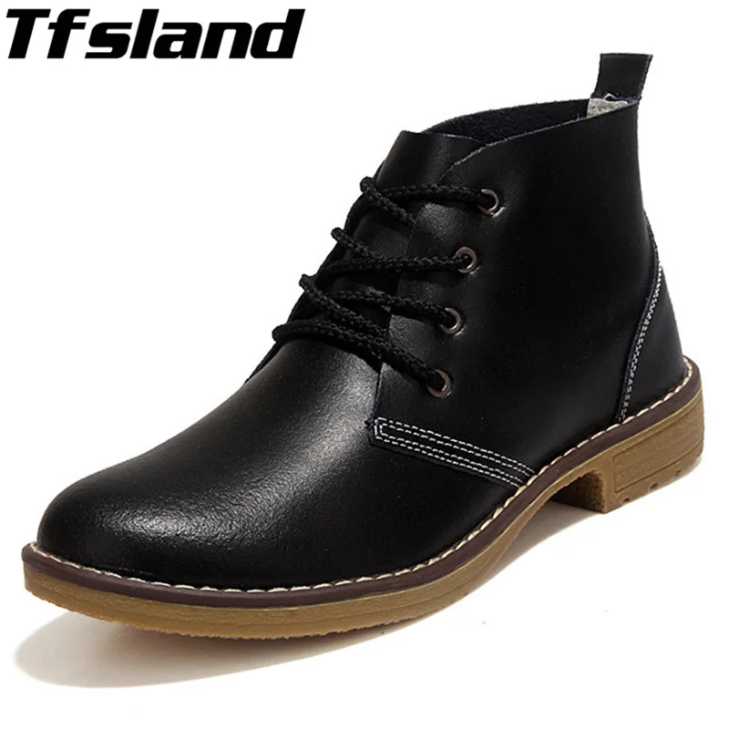 Женские ботинки на шнуровке Tfsland классические из натуральной кожи с высоким