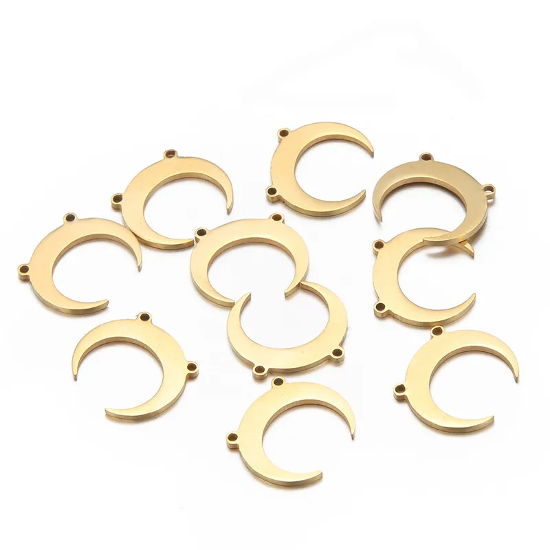 gold plated 20 шт./лот, новинка, серебро, золото, цвет, нержавеющая сталь, луна, шарм, Подвески для изготовления ювелирных изделий, лунные ожерелья, аксессуары - Окраска металла: gold plated