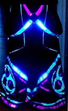 Мельбурн Shuffle штаны fluoreszierend DJ широкие брюки Raver руды техно Hardstyle Tanz шланг Светоотражающие Брюки - Цвет: Right pants