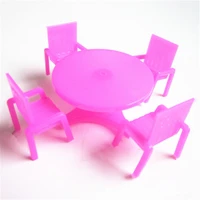 1set4 chairs1 desk rose dollhouse miniature dining chair table furniture set for doll house kitchen food furniture toys