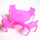 1 комплект (4 стула + 1 стол), миниатюрный обеденный стул для кукольного домика розы, набор мебели для кукольного домика, реальные игрушки