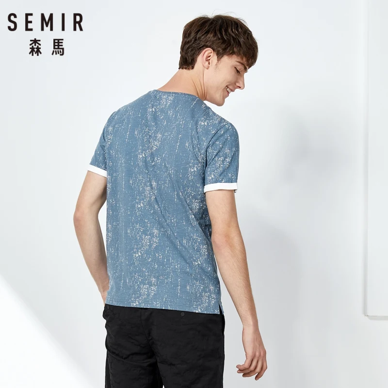 SEMIR модная мужская футболка брендовая одежда с круглым вырезом Подростковая