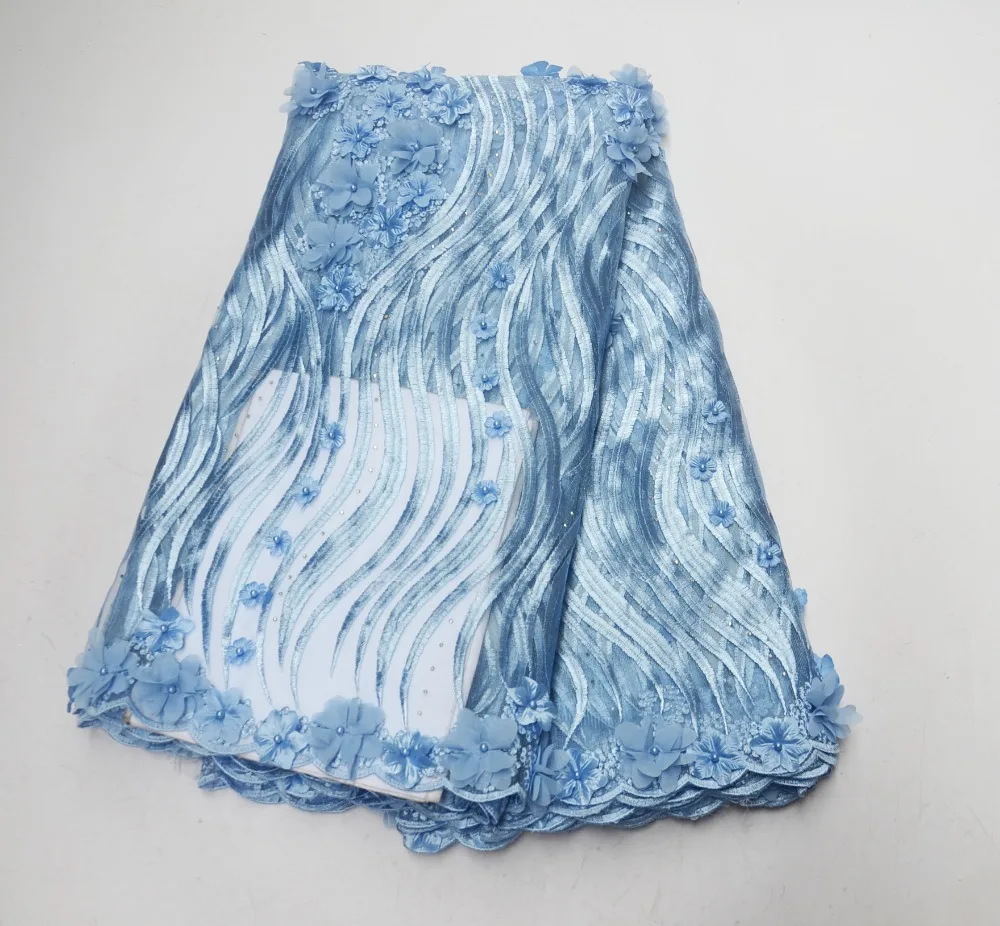 3d lace fabric with beads and stones 2019 high quality french nigerian embroidered tulle 5yards/lot P58002 | Дом и сад