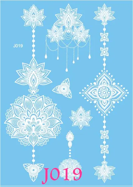 Водостойкая татуировка из хны белого цвета 1 шт. боди арт временная наклейка с