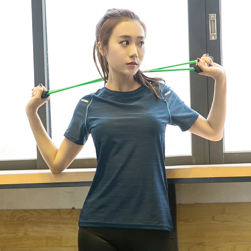 Large Size Yoga Shirts Women Reflective Short Sleeve Jogging Sports T-shirt Workout Tops Quick Dry Elastic Gym Fitness Top 4xl