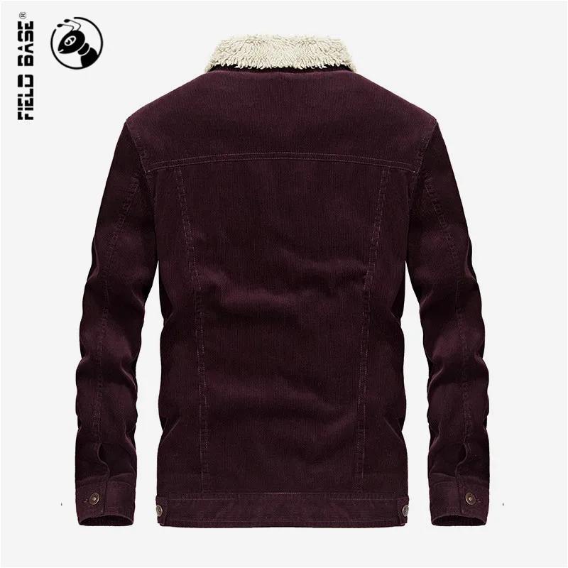 Field Base Corduroy Winter Jacket Men's Coat Thick Warm Velvet Casual Fashion Jackets For Russia Design Brand Size 3XL | Мужская