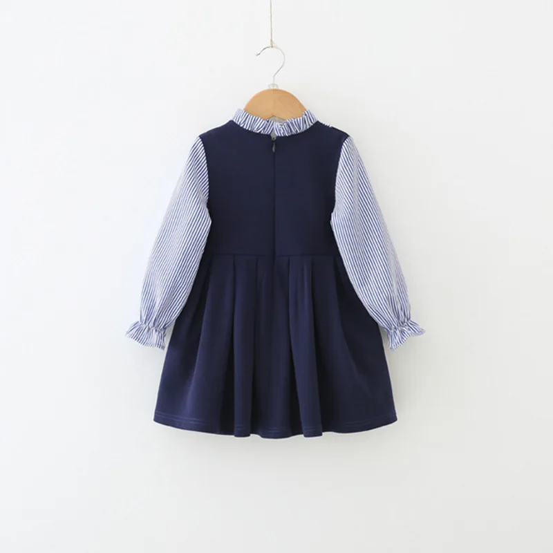 

2019 Spring Girl Dress Cotton Long Sleeve Children Dresses Joining together stripes Kids Dresses for Girls Fashion Clothing