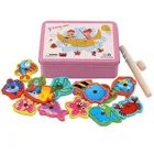 Магнитная детская деревянная игрушка для малышей, детский сад, развивающая цветная Магнитная удочка, Мультяшные деревянные игрушки, игра, железный ящик, подарки