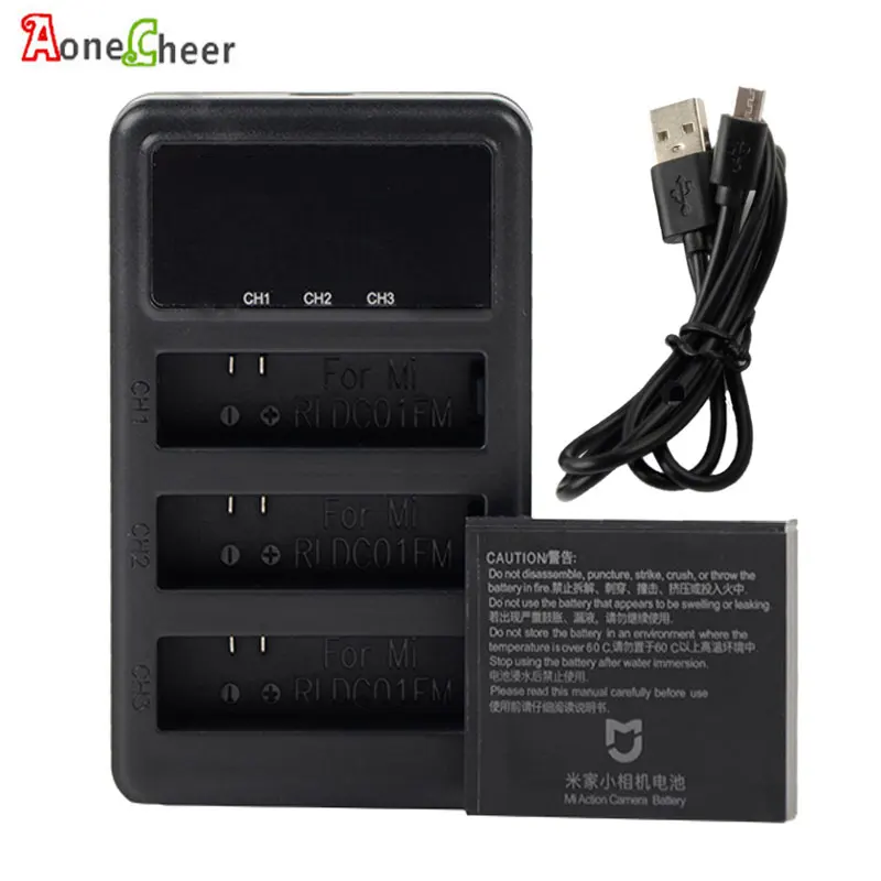 3-слоты USB Батарея Камера Зарядное устройство для xiaomi Mijia mini 4k Камера светодиодный Экран Дисплей защитный Батарея Зарядное устройство 1450 мА/ч, Батарея