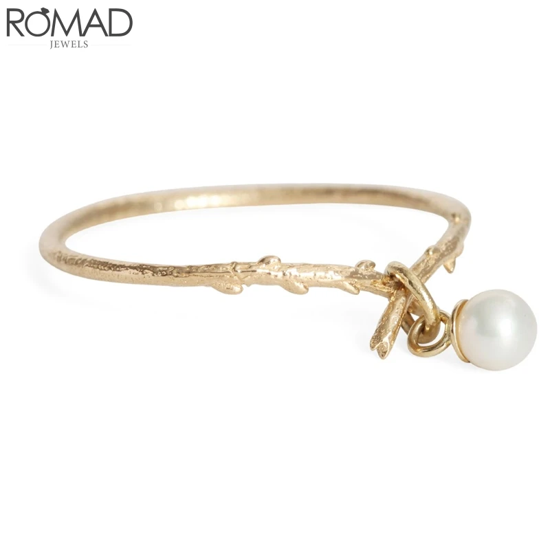 

ROMAD Pearl Rings for Women Gold Rattan Pearl Pendant Ring Wedding Engagement Party Ring Dainty Girl Gift anillo bridal Korea R5