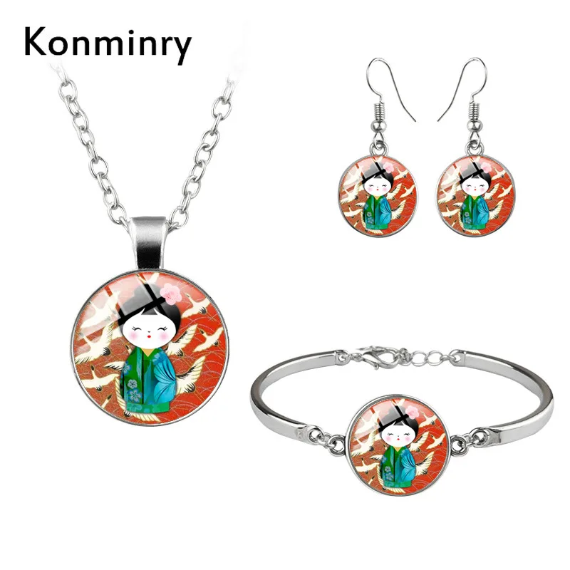 Konminry милые серьги гвоздики Япония Kokeshi украшения для кукол наборы девушек и