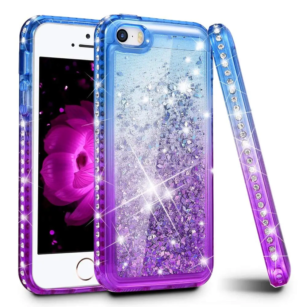 Gradient Quicksand Phone Case for iPhone 5S SE 5 Glitter Bling Protective Cover TPU Liquid Sparkle Girl | Мобильные телефоны и
