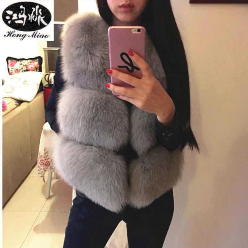 

2016 Winter New Fashion Fox Fur Short Paragraph Soft Warm Fur Vest Imitation Leather Grass Women Fur Coat