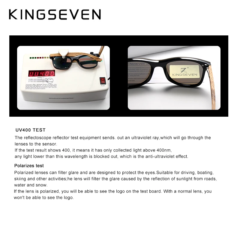 KINGSEVEN Натуральные Бамбуковые дужки 1 мм зеркальные линзы поляризованные