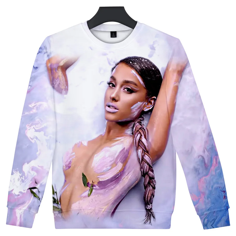 Милые толстовки Ariana Grande Thank U Next с 3D принтом Harajuku круглым вырезом уличная одежда