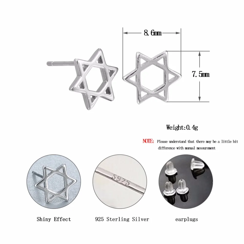 Kinitial модные Морская звезда Серьги гвоздики Звезда Давида еврейской серьги для
