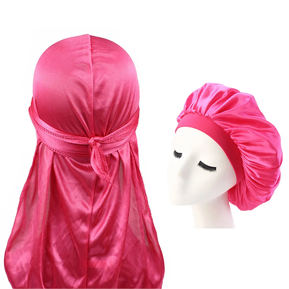 Durags и Bonnets подходит для мужчин женщин длинный хвост шелковистый дюраг капот пары