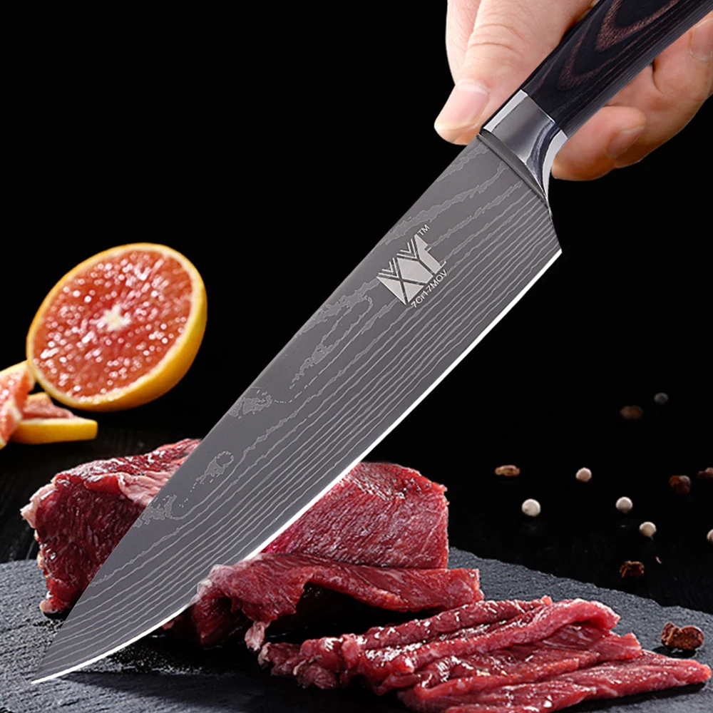 XYj Light Weight Stainless Steel Kitchen Cooking Knife Accessories Color Wood Handle Chef Slicing Santoku Utility Paring | Дом и сад