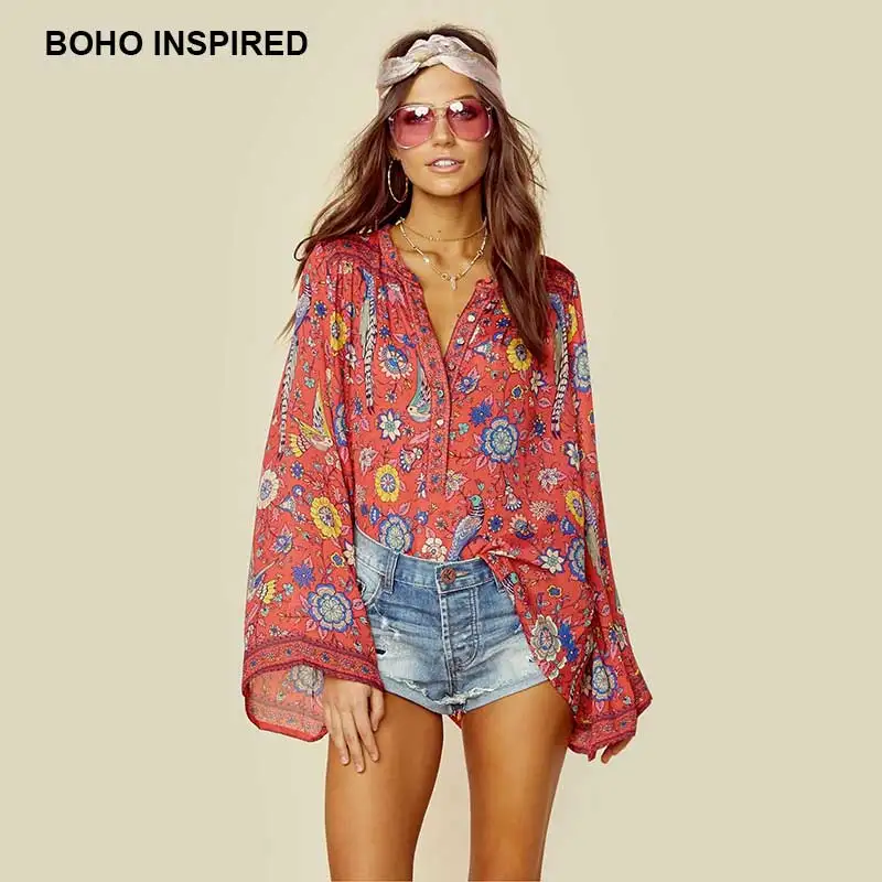 Женская пляжная блуза с длинным рукавом v образным вырезом и пуговицами на