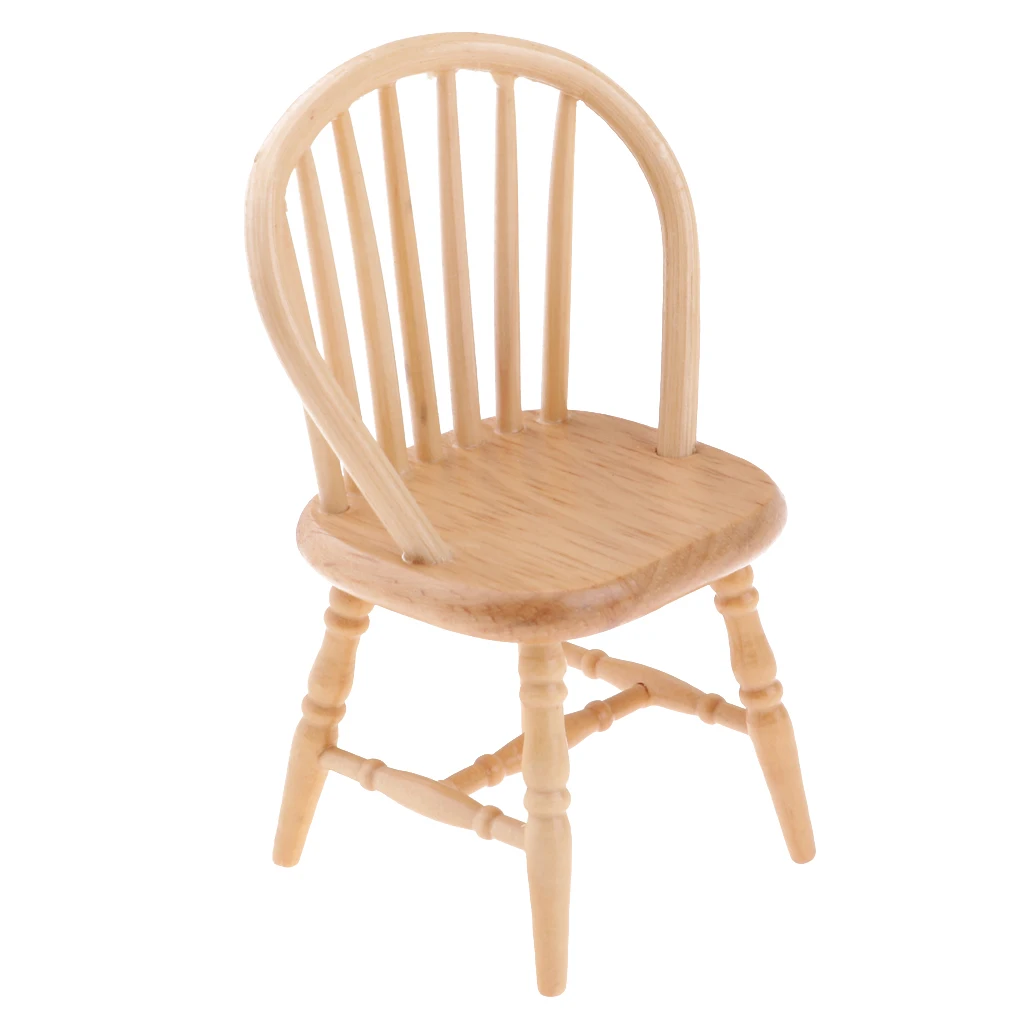 MagiDeal 2Pcs 12th Dollhouse Miniature Wooden Dining Chair with Slatted Back | Игрушки и хобби
