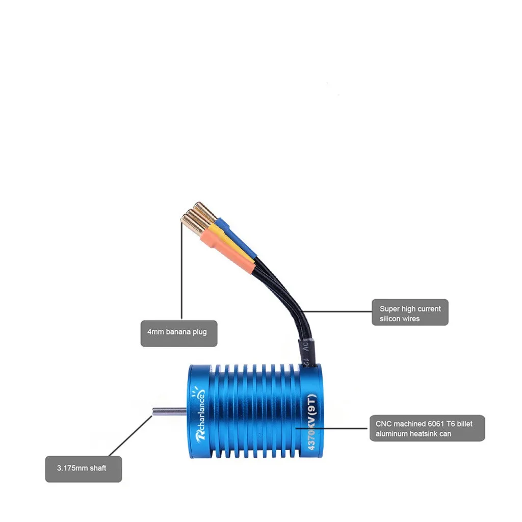 Diy RC Car Kit 9T 4370KV 4 полюса Бесконтактный бесщеточный двигатель для 1/10 весы Wltoys Monster