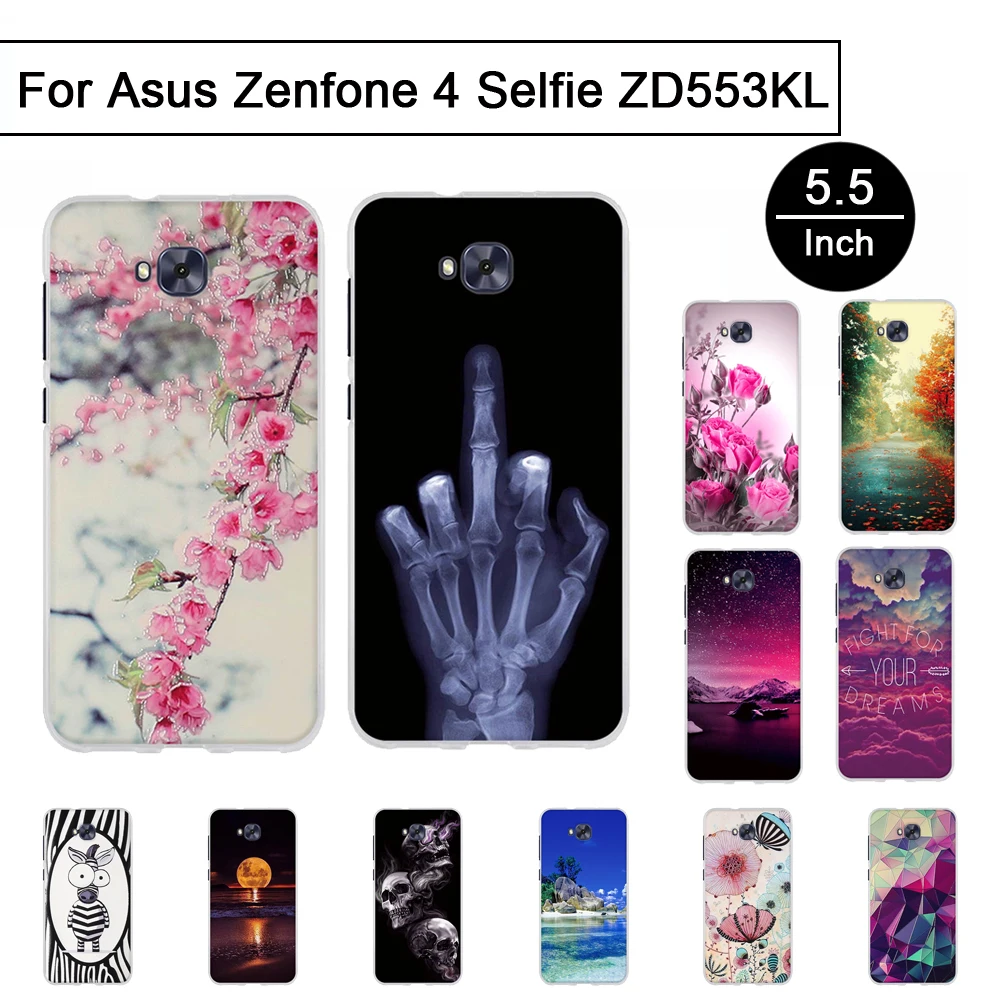 3D рельефный ТПУ чехол для Asus Zenfone 4 Selfie ZD553KL стерео окрашенный задняя защита чехлы